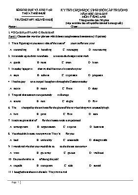Đề thi chọn học sinh giỏi cấp trường môn Tiếng Anh Lớp 12 - Năm học 2016-2017 - Trường THPT Nguyễn Huệ (Có đáp án)